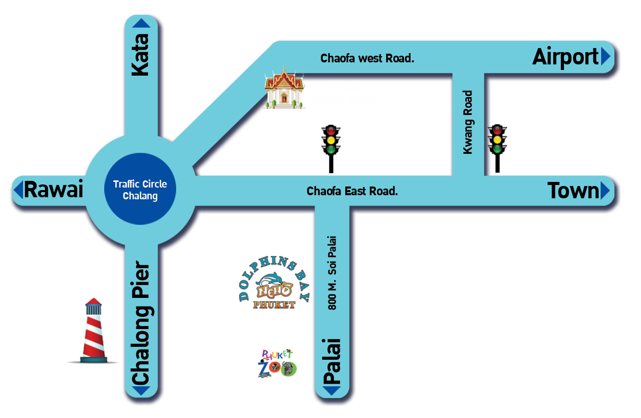 Travel map to see the dolphin show Phuket at Dolphin Bay Phuket